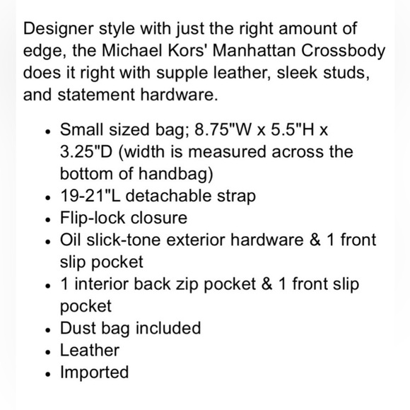 EUC beautiful Michael Kors Manhattan cross body bag with detachable strap. - Picture 8 of 9